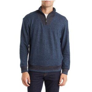 NWT Stone Rose Blue and Grey Half-Zip Pullover Sweater P4329